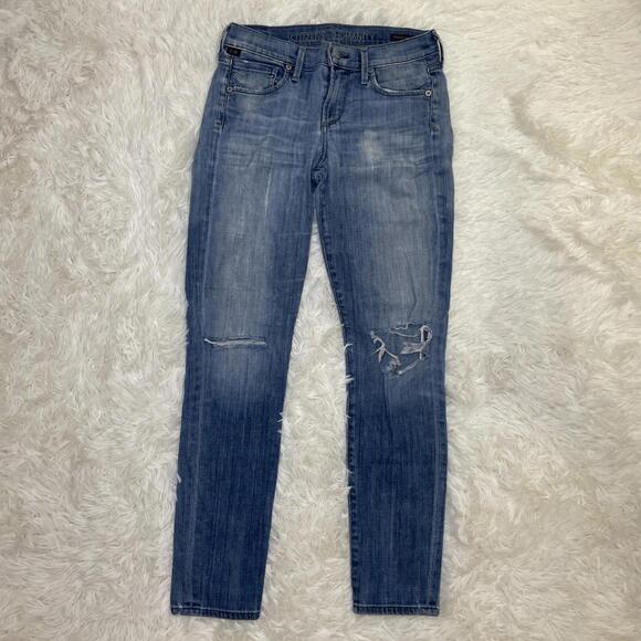 Citizens of Humanity Jeans Womens 26 Thompson Mid Rise Skinny Cropped Distressed - Picture 1 of 16